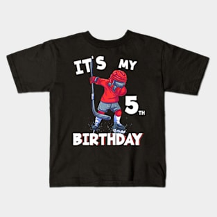 Kids Its My 5Th Birthday 5 Year Old Ice Hockey Birthday Kids T-Shirt